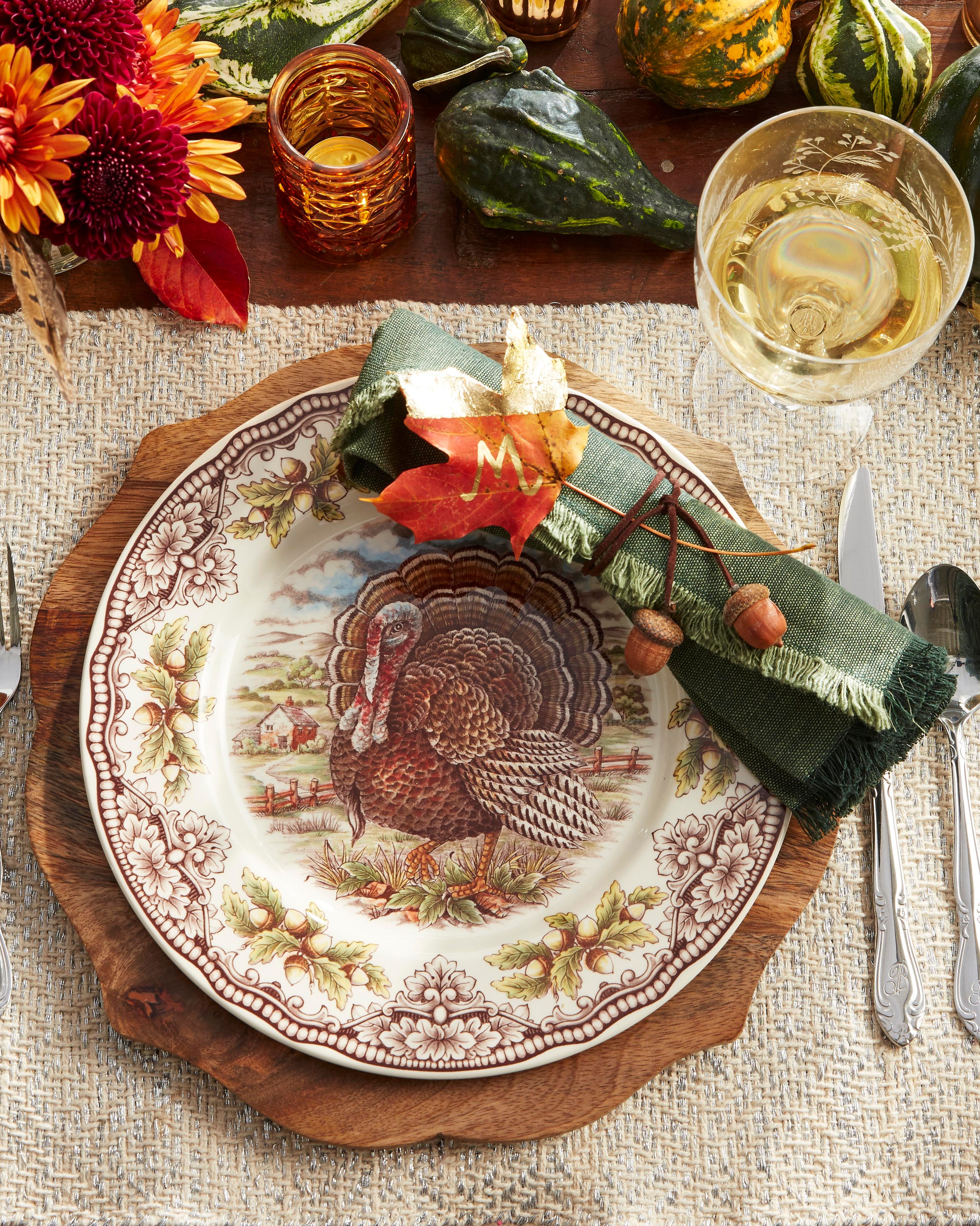 Turkey Natural Brown 13 x 13 Fused Glass Thanksgiving Decorative Plate
